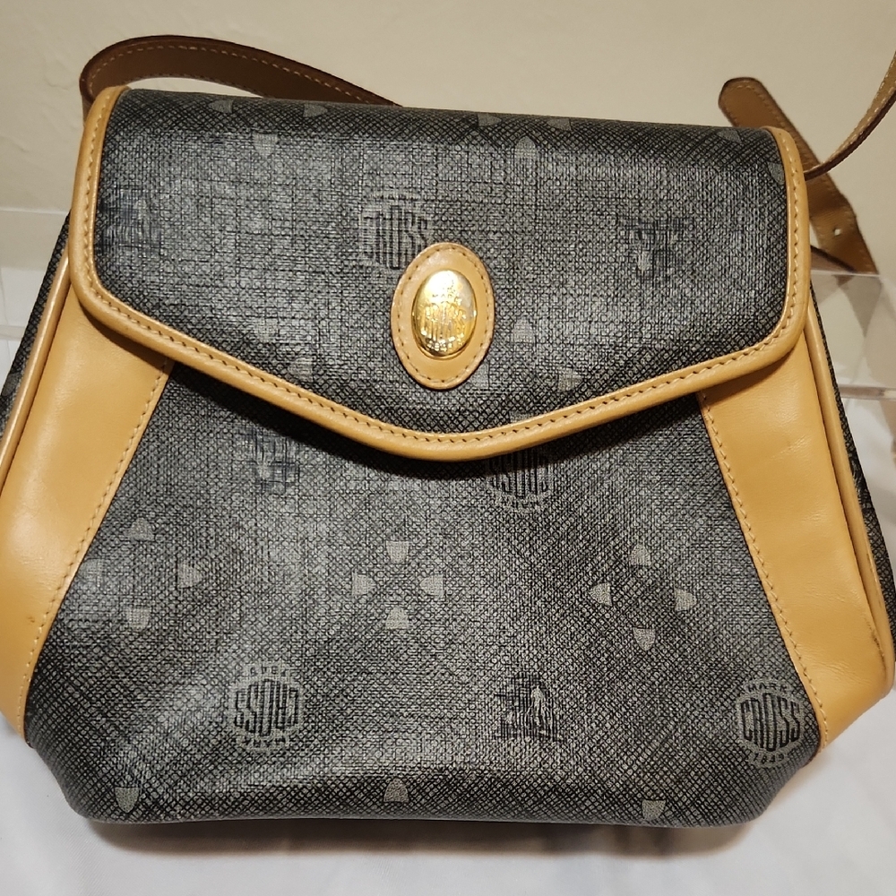 Stylish Gray and Tan Crossbody Clutch